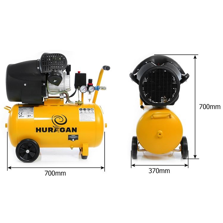 Olejový kompresor dvojvalcový 50L 3HP - HURAGAN M88002