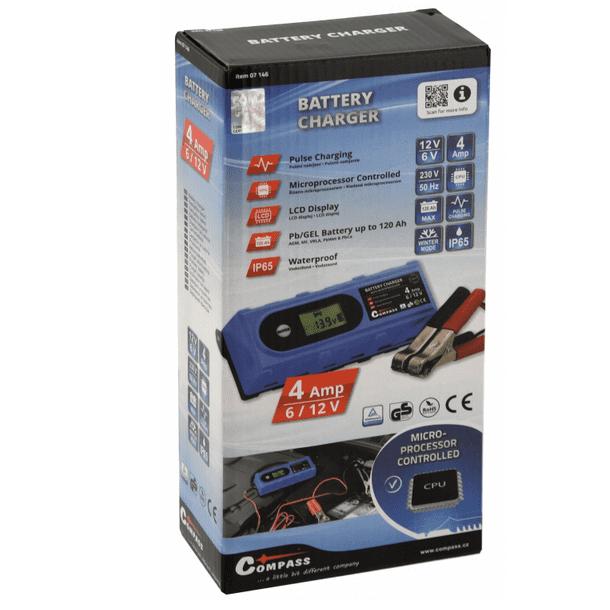 Nabíjačka mikroprocesor 3,8A 6 / 12V PB / GEL LCD display - Compass 33658