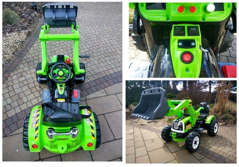 LeanToys Elektrický traktor s lyžicou pre deti - zelený, 2x45W L2033